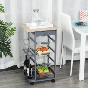 17 Stories 47 Cm' Kitchen Trolley Grey 83cm H X 47cm W X 37cm D