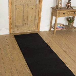 17 Stories Adderley Tufted Black Hallway Runner Rug white 60.0 W x 1.0 D cm