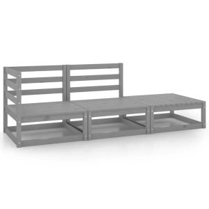 17 Stories Faustena Garden Lounge Set Solid Pinewood gray