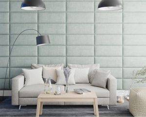 17 Stories Kalomira 30 cm x 75 cm Peel and Stick Upholstered Wall Paneling in Eau De Nil 75.0 H x 30.0 W cm