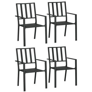 17 Stories Nielah Stacking Patio Dining Armchair,Dining Chair black 89.0 H x 57.0 W x 58.0 D cm