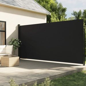 17 Stories Polyester Cover Retractable Side Awning black 200.0 H x 500.0 W cm