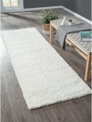 17 Stories Shaggy Lush cream Rug white 250.0 H x 80.0 W x 3.7 D cm