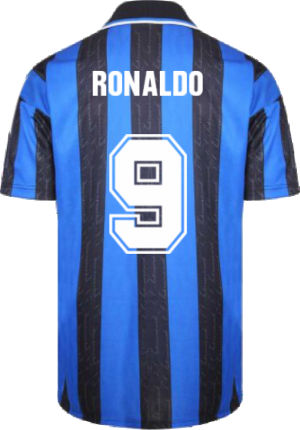 1998 Inter Milan Score Draw Home Shirt (RONALDO 9) - Blue - male - Size: Large Adults