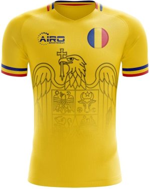 Airo Sportswear 2024-2025 Romania Home Concept Football Shirt - Womens - Yellow - female - Size: Medium - UK Size 12