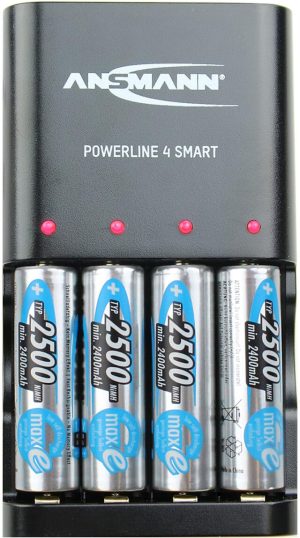 Ansmann Powerline 4 Smart Charger with 4 x 2500mAh AA Batteries