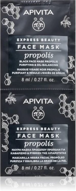 Apivita Express Beauty Purifying Face Mask Propolis cleansing black mask for oily skin 2 x 8 ml