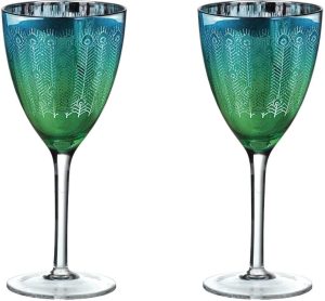 Artland Peacock 2 Piece Wine Glass Set
