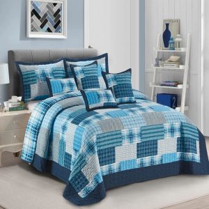 August Grove Orellana Bedspread Set with Pillow blue 255 x 275 cm Bedspread - 2 Shams