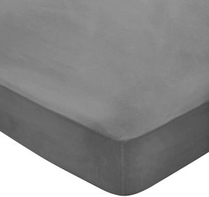 Bedeck of Belfast 300 Thread Count Fitted Sheet Single Charcoal