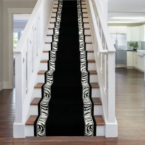 Bloomsbury Market Barbosa Twist Pile Black Stair Runner black 540.0 H x 70.0 W x 1.0 D cm