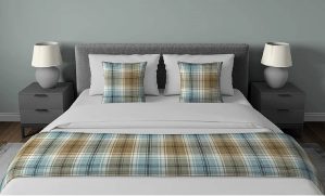 August Grove Brewton Throw Set with Two Cushion Covers Duck Egg/Blue 50cm W X 240cm L
