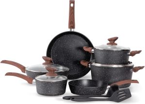 Blue Elephant 8 Pieces Aluminium Non Stick Cookware Set gray