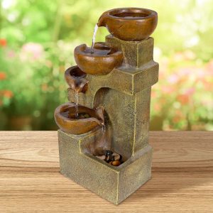 Blue Elephant Fibreglass Pouring Pots Fountain brown 41.0 H x 23.0 W x 18.0 D cm