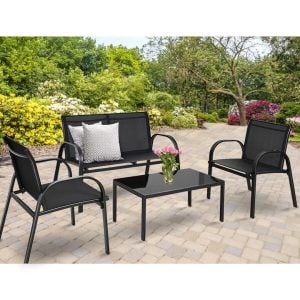 Blue Elephant Krick Metal 4 - Person Seating Group black
