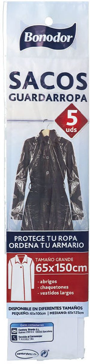 Bonodor Guardarropa abrigos 5 sacos 65 x 150