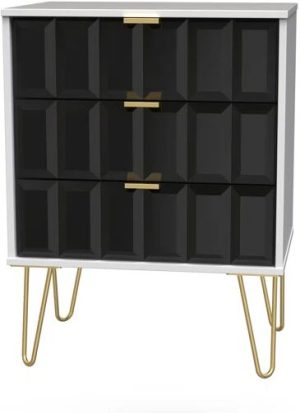 Canora Grey Fully Assembled Alazne 3 - Drawer Chest of Drawers Deep Black 74cm H X 57.5cm W X 39.5cm D