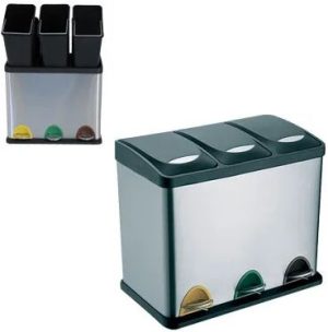 Castleton Home Step On Multi-Compartments Trash & Recycling Bin gray 39.5 H x 46.0 W x 26.5 D cm