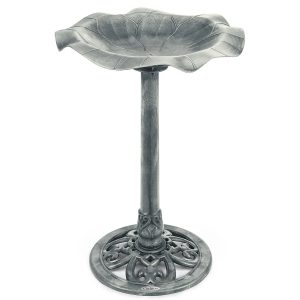 Christow Resin Leaf Bird Bath - Grey - Grey