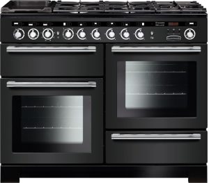 Rangemaster EDL110DFFCB/C Encore Deluxe 110cm Dual Fuel Range Cooker Charcoal Black/Chrome
