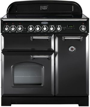 Rangemaster CDL90ECCB/C Classic Deluxe 90cm Electric Ceramic Range Cooker-Charcoal Black/Chrome