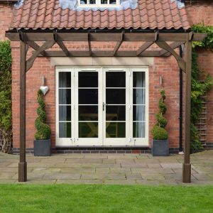 Dakota Fields Bavia Solid Wood Pergola brown 270.0 H x 180.0 W x 180.0 D cm
