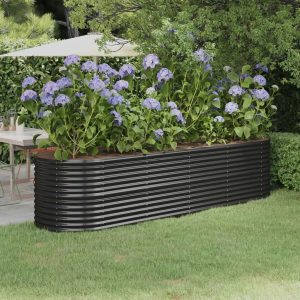 Dakota Fields Garden Raised Bed Powder-coated Steel gray 68.0 H x 296.0 W x 80.0 D cm