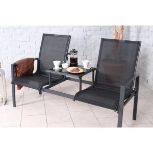 Dakota Fields SORRENTO Black Companion Seat black 95.5 H x 155.0 W x 70.0 D cm