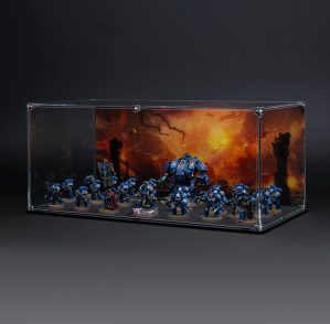 Wicked Brick Display Case for Warhammer Army with Endless War Background - Small (450mm) / Tall (194mm) / Deep (225mm)