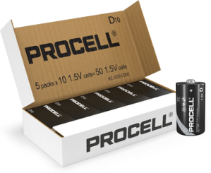 Duracell Procell Constant D LR20 PC1300 Batteries Box of 50