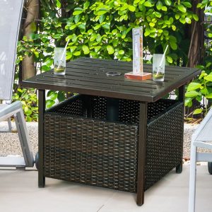 Ebern Designs Destanie Rattan Coffee Table brown 46.0 H x 56.0 W x 56.0 D cm