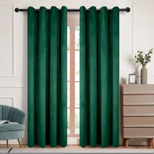 Fairmont Park Goldonna Crushed Velvet Eyelet Panel Curtain green 90.0 H x 90.0 W cm