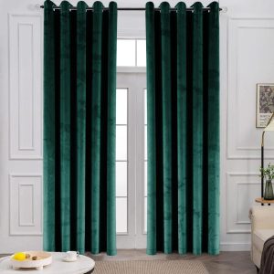 Fairmont Park Pownal Crushed Velvet Eyelet Sheer Living Room Curtains green 228.0 H x 168.0 W cm