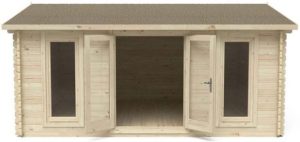 Forest Garden 13Gx16 Forest Rushock Log Cabin 45mm Logs - 24kg Roof Felt WITH Underlay - Home Delivery Only