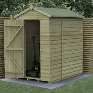 Forest Garden 6x4 Forest Beckwood Apex Shed Shiplap Windowless 25yr Guarantee - 6x4 Forest Beckwood Tongue and Groove Windowless Apex Wooden Shed - Delivery Only