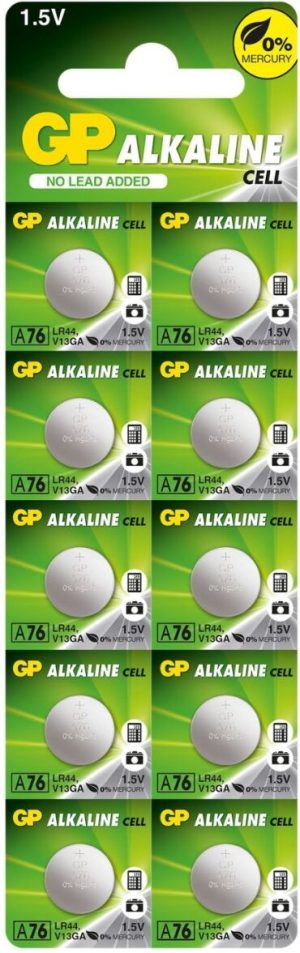 GP Batteries Button LR44 A76 AG13 L1154 1.5V Pack of 10