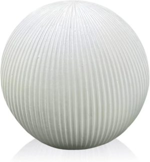 HORTICO Garden Decorative Ball, Zen Garden, Swimming Pool, House Entrance, Patio, Ribbed Stone Effect Ball with Flat Base white 37.5 H x 39.5 W x 39.5 D cm
