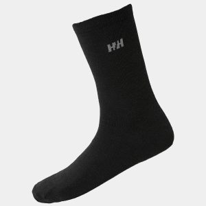 Helly Hansen Unisex Everyday Wool Sock 2Pk - Soft Classic Wool Liner Sock Black 42-44 - Black - Unisex