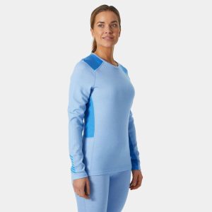Helly Hansen Women's Lifa Merino Midweight Crew Base Layer Blue S - Bright Blue - Female