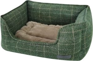 House of Paws Moss Tweed Rectangle Dog Bed Bolster Cushion green 22.0 H x 75.0 W x 70.0 D cm