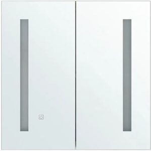Ivy Bronx Bathroom Wall Mounted Mirror Cabinet With LED 60 X 60 Cm Tefft brown 60.0 H x 60.0 W x 14.0 D cm