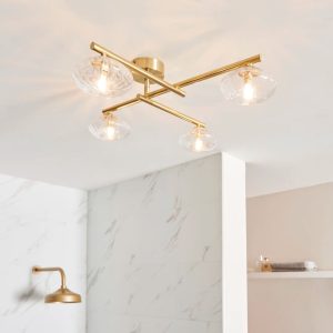 Ivy Bronx Myakka Bathroom 4-Light Semi Flush Mount yellow 17.0 H x 66.0 W x 64.0 D cm