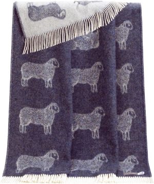 J.J Textile Natural The Pure Wool Throw indigo 190.0 H x 130.0 W cm