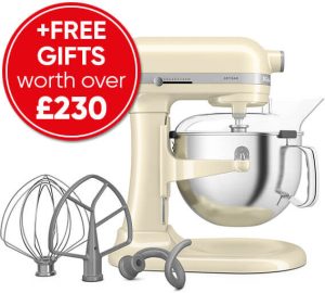 KitchenAid Artisan Almond Cream 5.6L Bowl Lift Food Mixer With FREE Gifts