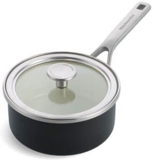 KitchenAid Steel Core Enamel Matte Black 16cm Saucepan