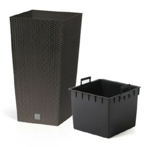 Latitude Run Large Rattan RATO SQUARE Flower Planter Brown,325Mm 61.0 H x 32.5 W x 32.5 D cm