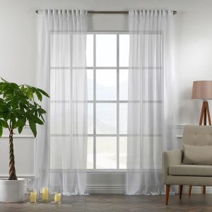 Lilijan Home & Curtain Extra Long & Extra Wide Chiffon Faux Silk Crep Curtain Panels 295.0 H x 140.0 W cm