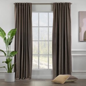 Lilijan Home & Curtain Extra Long & Extra Wide Decorative Curtain Single Panel Light Brown 140cm Width x 175cm Drop