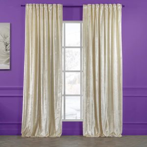 Lilijan Home & Curtain Extra Long & Extra Wide Shiny Velvet Curtain Panel white 295.0 H x 140.0 W cm