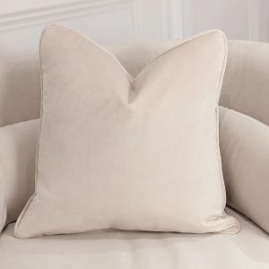 London Oyster Velvet Piped Cushion - 46x46cm, Cover Only